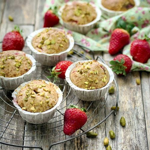 Muffins fraises-pistaches 