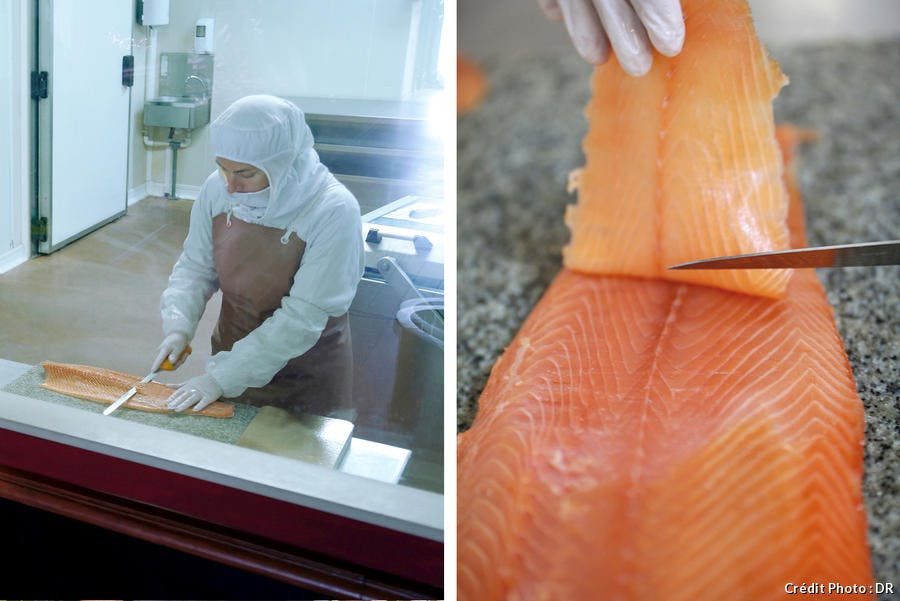 LA PETITE FABRIQUE Filet de saumon fumé à la ficelle couteau offert 15  tranches environ 600g pas cher 