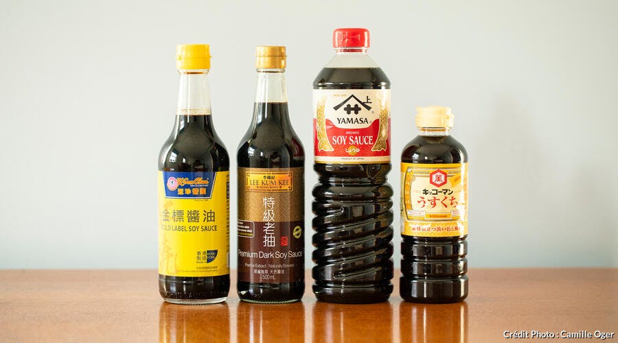 Variétés de sauces soja chinoises et japonaises 
