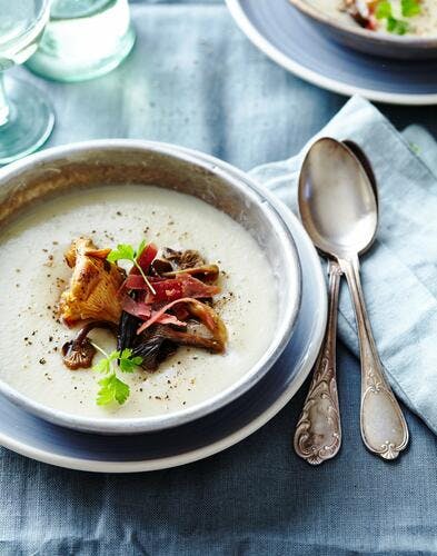 Velout de chou fleur et champignons des bois