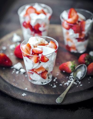 Yaourt aux fraises mixées - recette aux fraises fraîches
