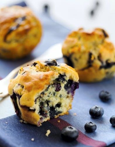 Muffins aux myrtilles et bleu d'Auvergne