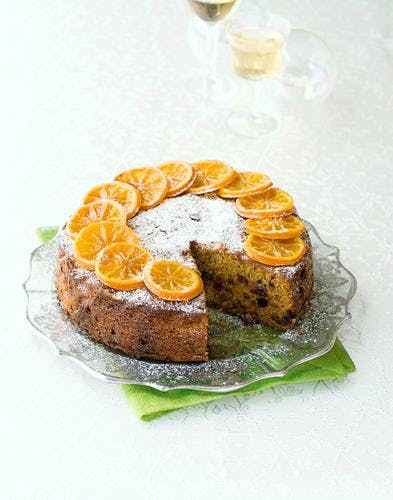gâteau aux fruits confits et aux mandarines