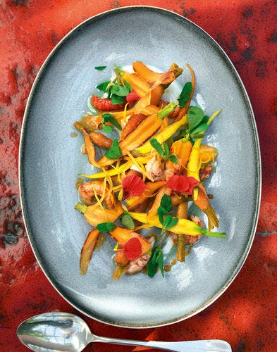 Écrevisses sauvages de Camargue, carottes en jus de curcuma