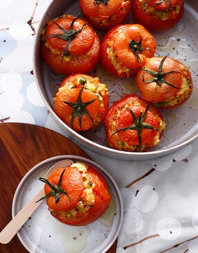 Tomates au four farcies au risotto