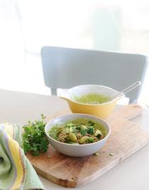 Mayonnaise de brocoli cru, salade de céréales