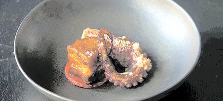 Poulpe, poitrine confite de porc basque 