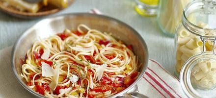Spaghettis aux tomates et à l'ail