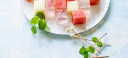 Salade de fruits et sa gelée à la rose 