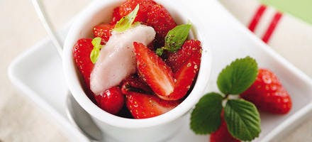 Sorbet au Noilly Prat, fraises et fraises des bois