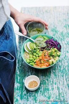 Bouddha bowl au saumon et pesto