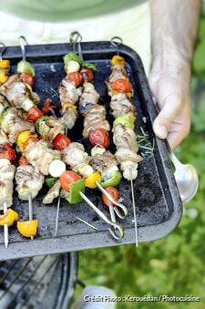 Brochettes porc et légume au barbecue