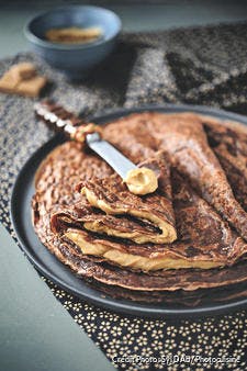 Crêpes au cacao et crémeux au café